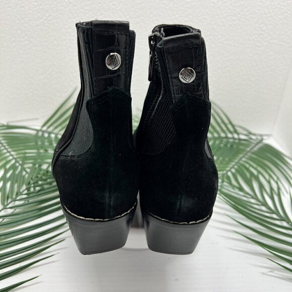 Donald Pliner Women Suede Gazzi Western Cowboy Black Bootie Size 6M - Picture 6 of 10